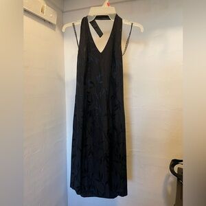 Black Embroidered V-Neck Dress